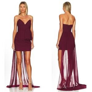 Katie May Ali Bow Detail Mini Dress with Train Dress in Sangria Size XS